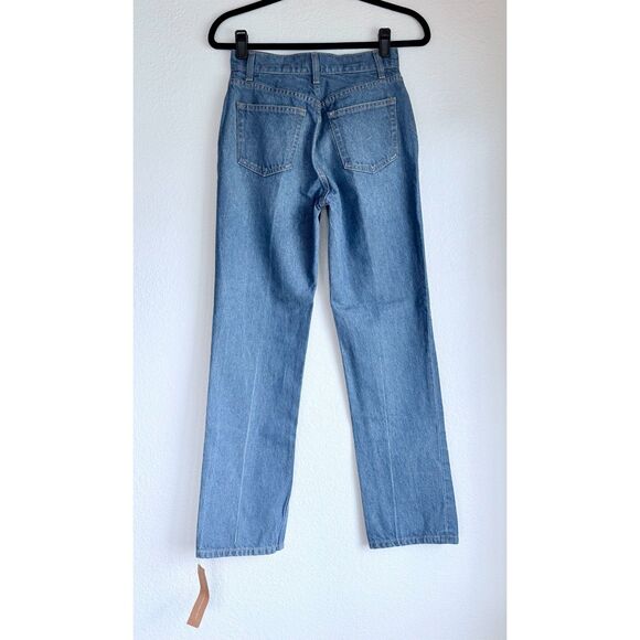 NWT Reformation Cynthia Button Fly High Rise Straight Jeans in Zenia Medium Blue - Picture 6 of 13